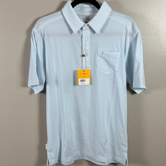 Duck Head Light Blue Striped Polo with Chest Pocket - Picture 9 of 9
